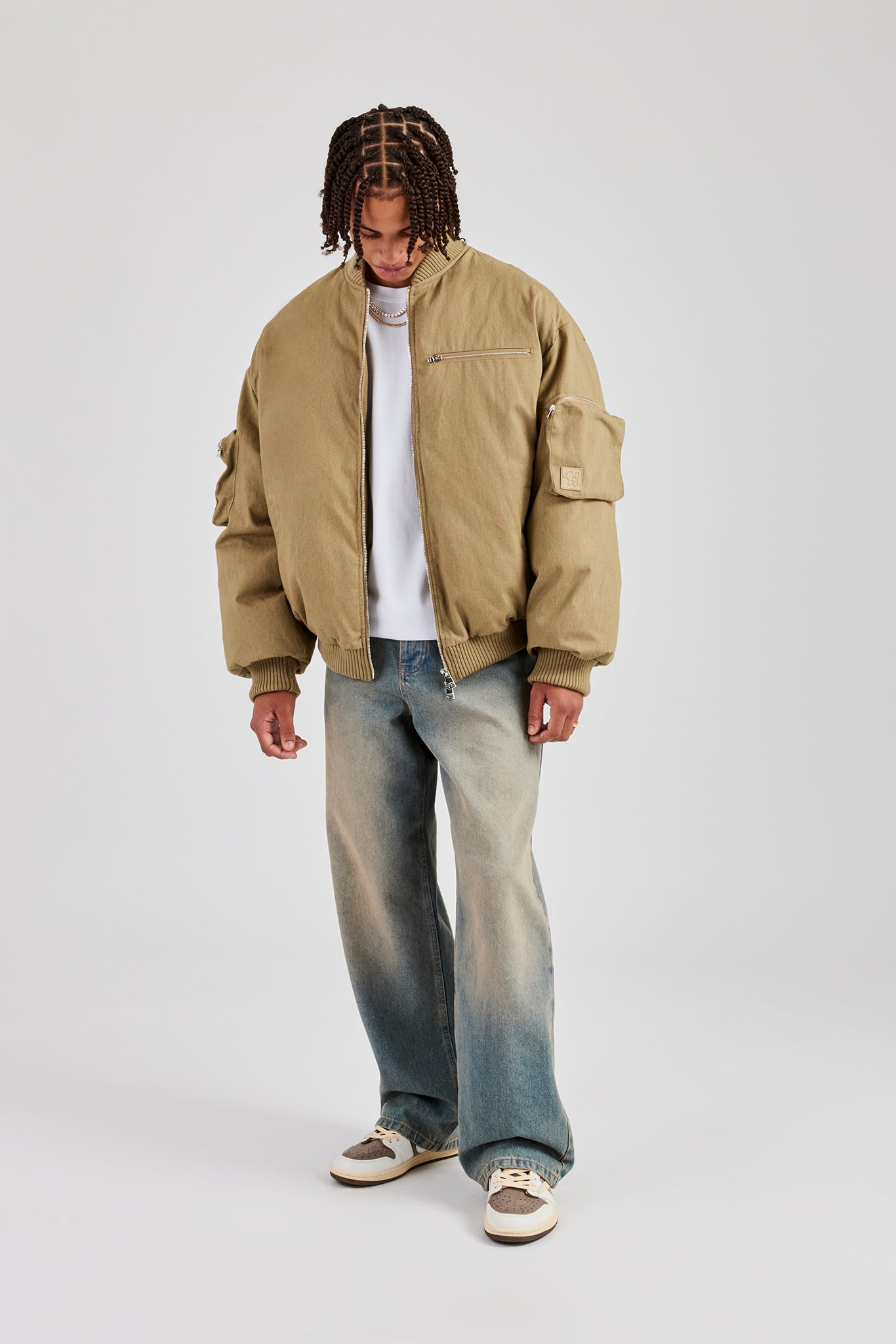Utility-Cargo-Bomberjacke aus Twill - Taupe