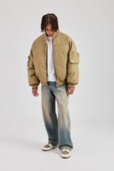 Utility-Cargo-Bomberjacke aus Twill - Taupe