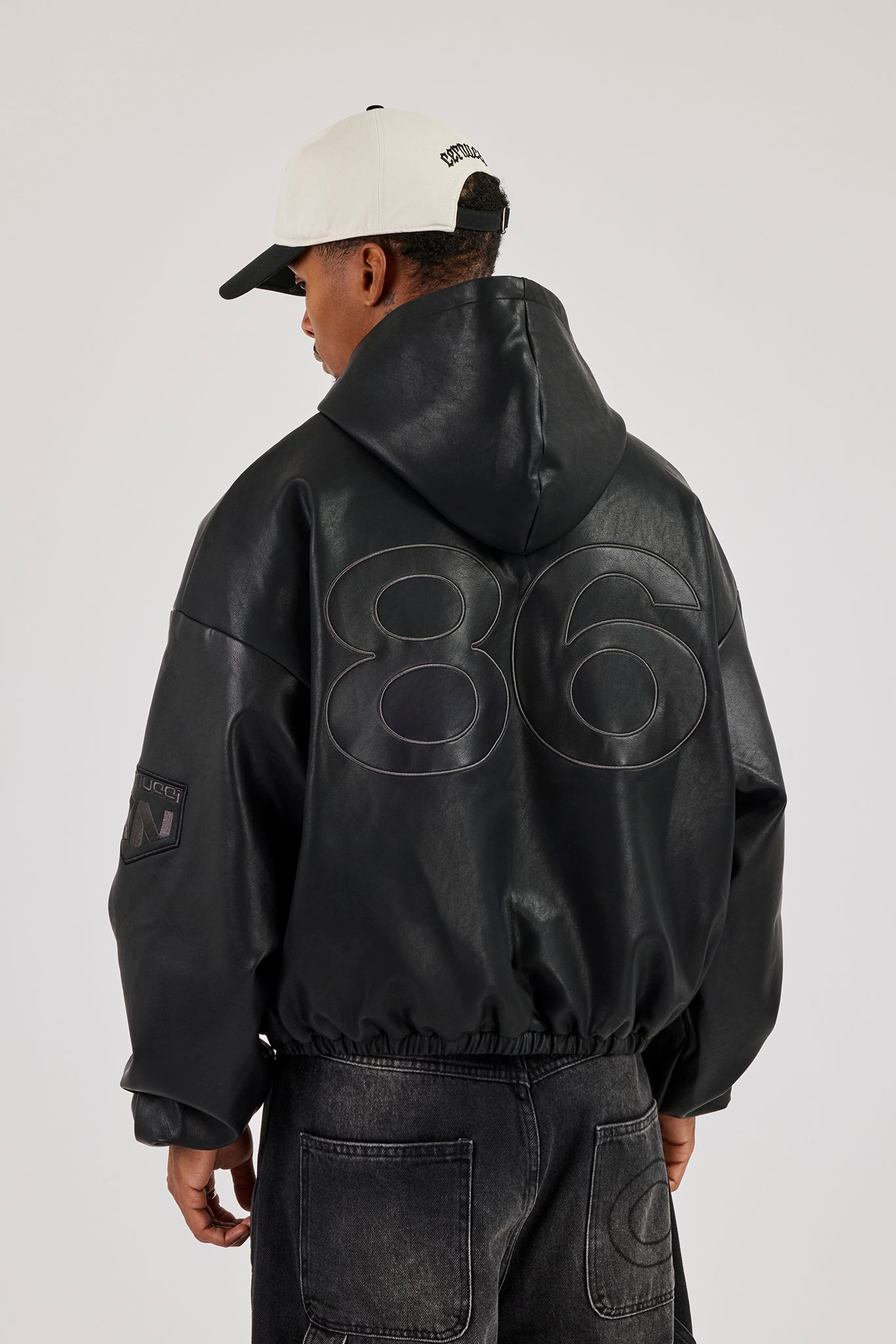 Moto PU Hooded Jacket - Black