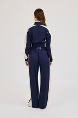 Poly Fitted Cut & Sew Track Jacket & Jogger - Navy Blue