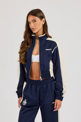 Poly Fitted Cut & Sew Track Jacket - Navy Blue