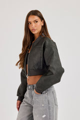 Deep Rib Bomber Jacket - Charcoal