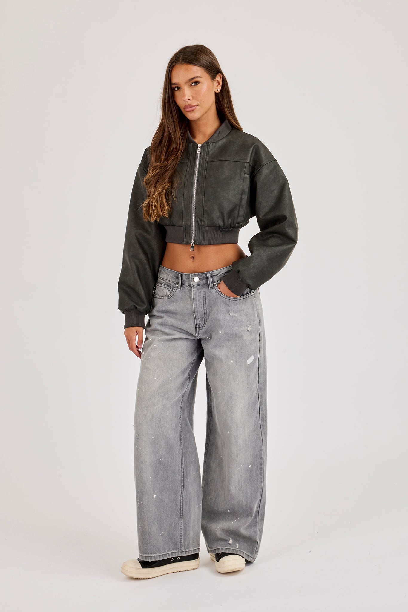 Deep Rib Bomber Jacket - Charcoal