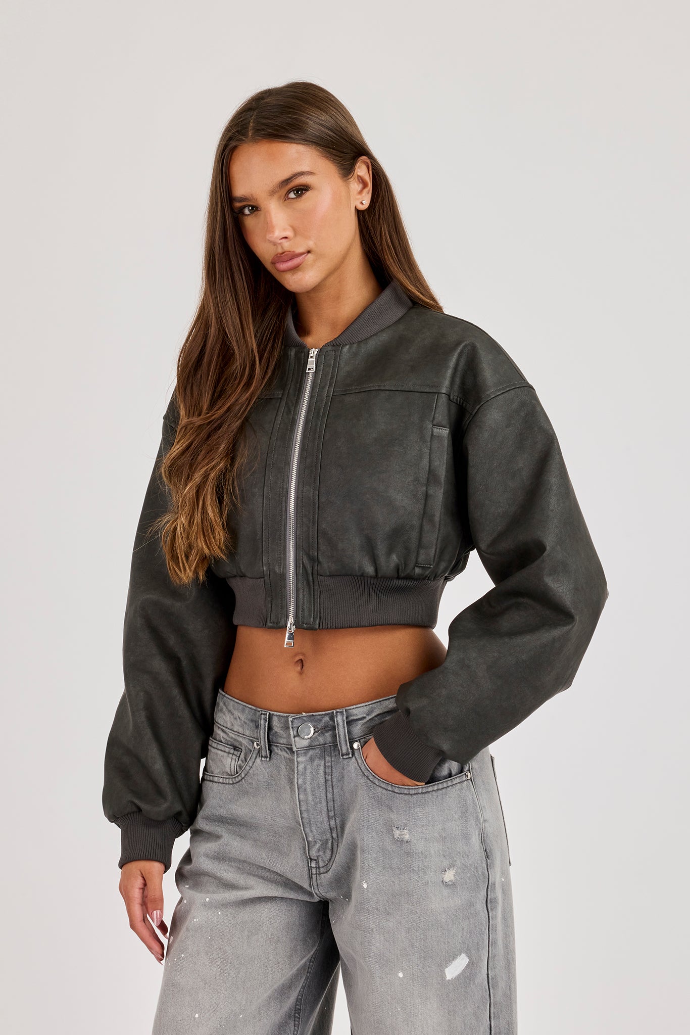 Deep Rib Bomber Jacket - Charcoal