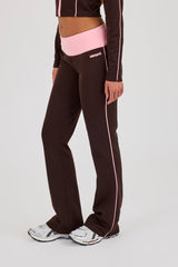 Contrast Piping Fitted Flare - Chocolate