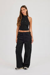Twill Cargo Trouser - Black