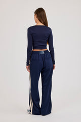 Ipanema Printed Scoop Neck Top & Wide Leg Track Pant – Navy Blue