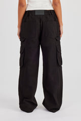 Damen Baggy Cargohose - Schwarz