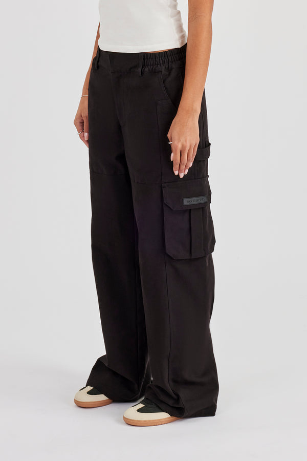 Damen Baggy Cargohose - Schwarz