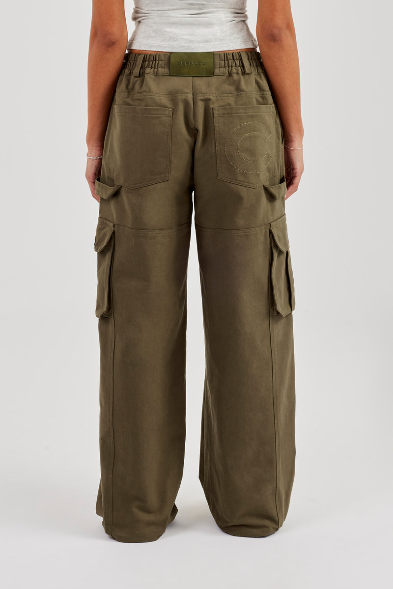 Ladies Baggy Cargo Trouser - Khaki
