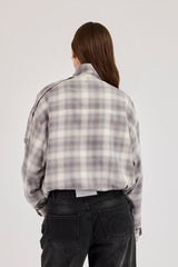 Check Funnel Neck Jacket - Grey