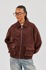 Oversize-Wildlederjacke - Braun