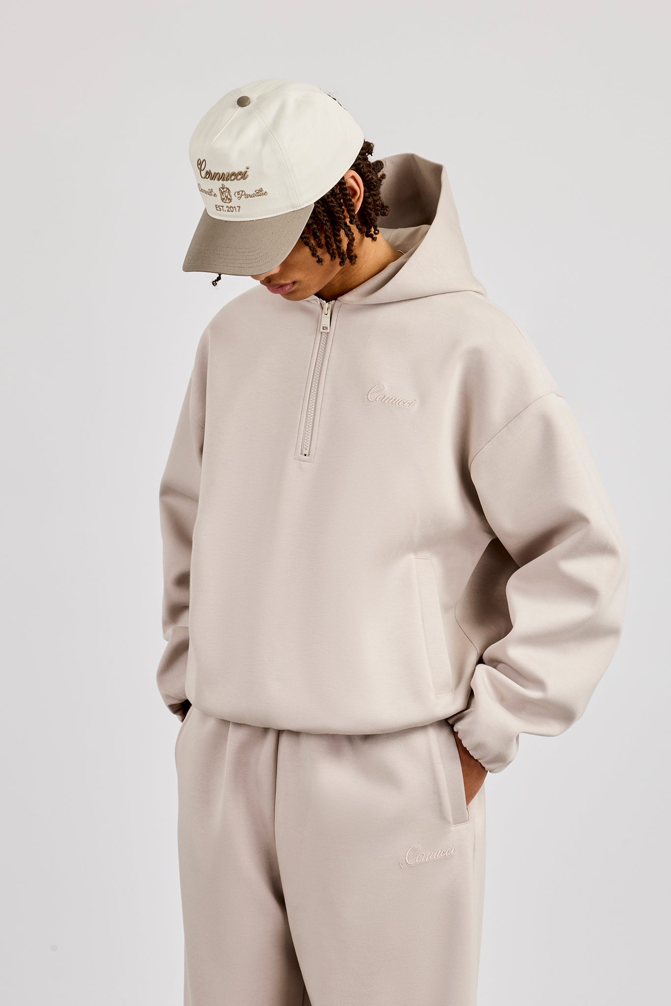 Scuba Half Zip Hoodie – Hellgrau