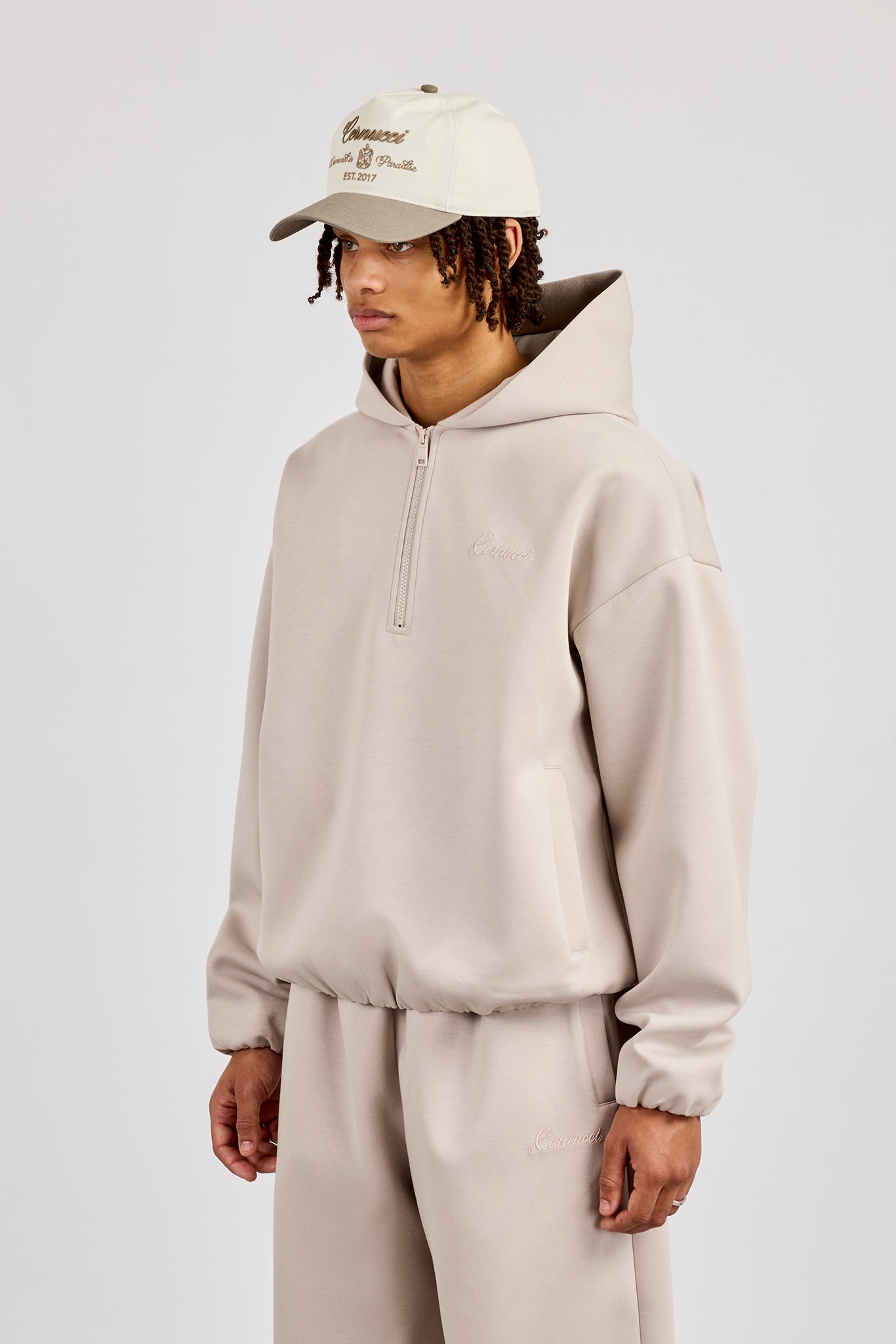 Scuba Half Zip Hoodie – Hellgrau