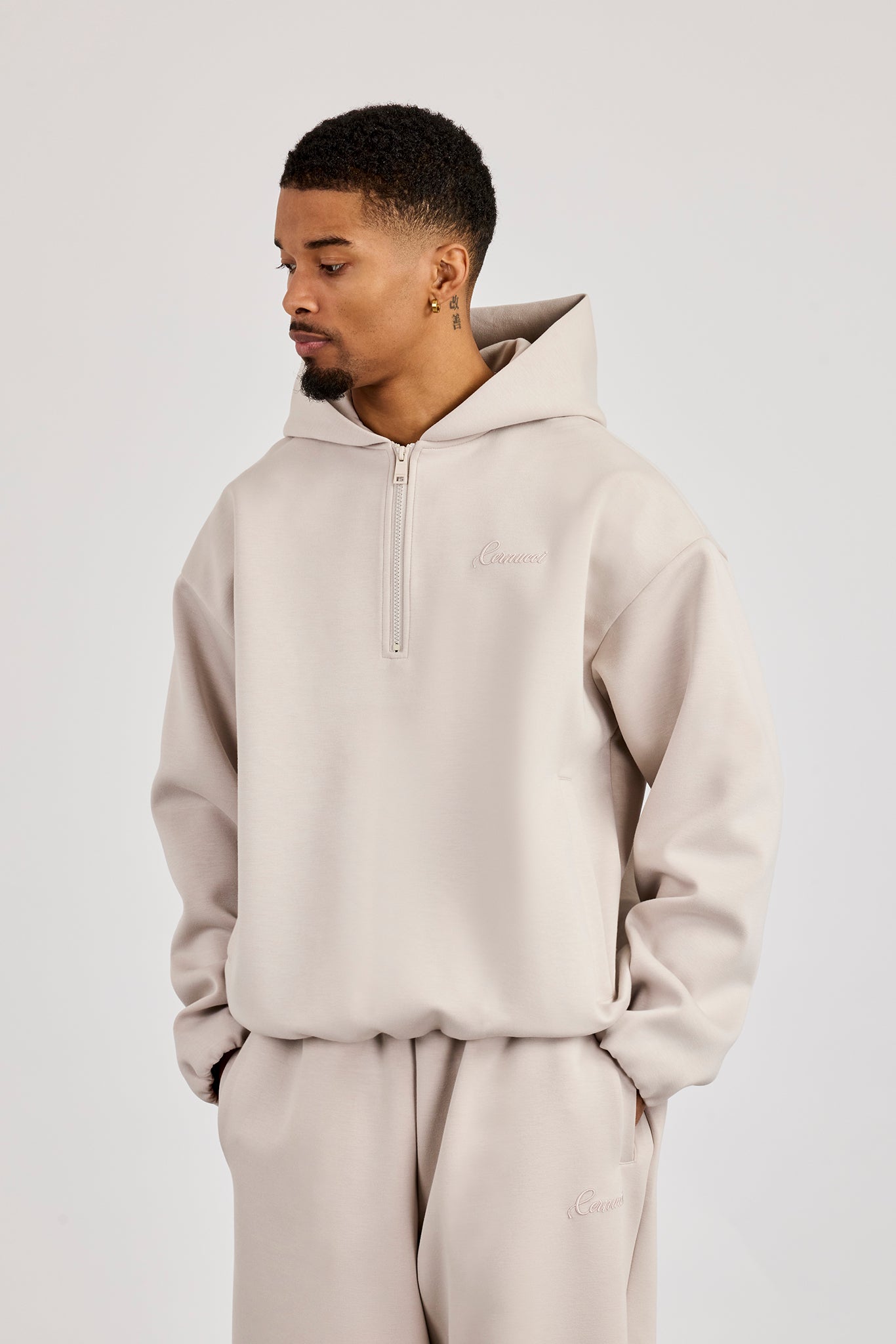 Scuba Half Zip Hoodie - Light Grey