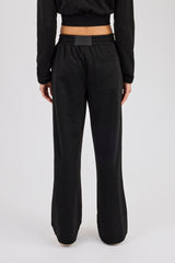 Glitter Wide Leg Jogger - Black