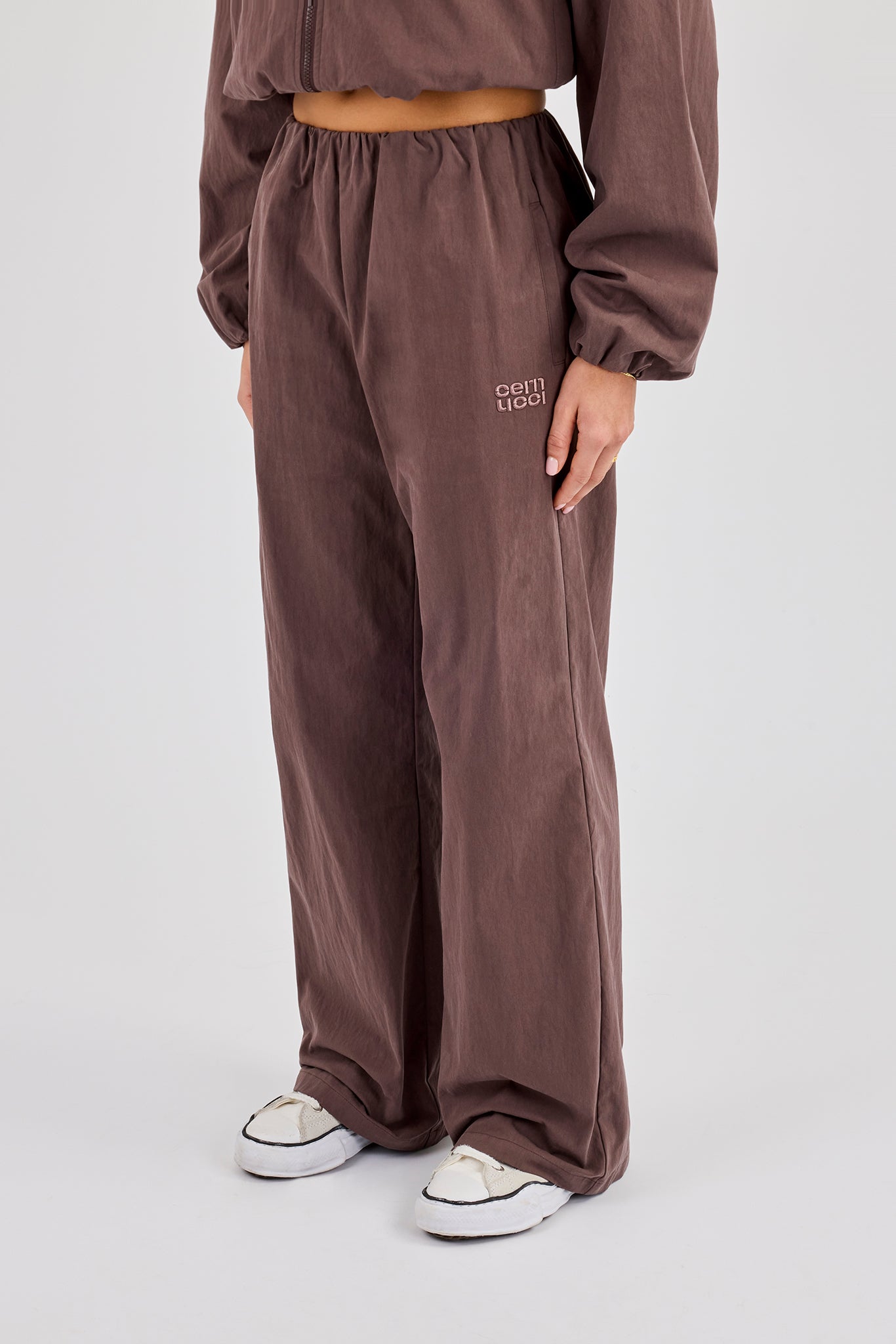 Jogginghose ohne Bund aus Nylon – Dunkelbraun