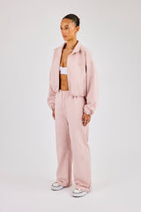 Oversized Nylon Track Jacket & Waistbandless Jogger - Light Pink