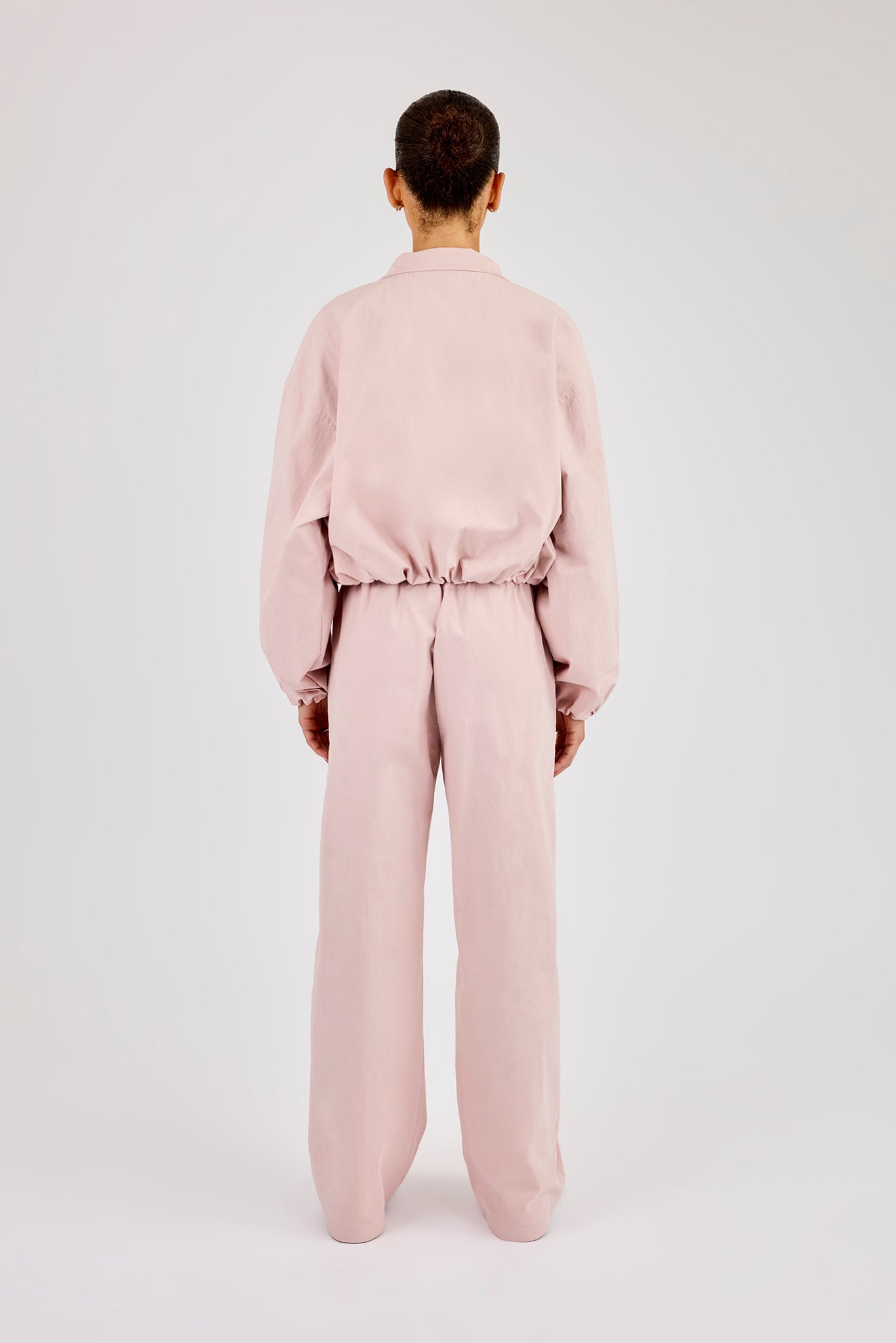 Oversized Nylon Track Jacket & Waistbandless Jogger - Light Pink
