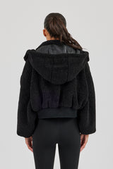 Borg Zip Through Hoodie - Black