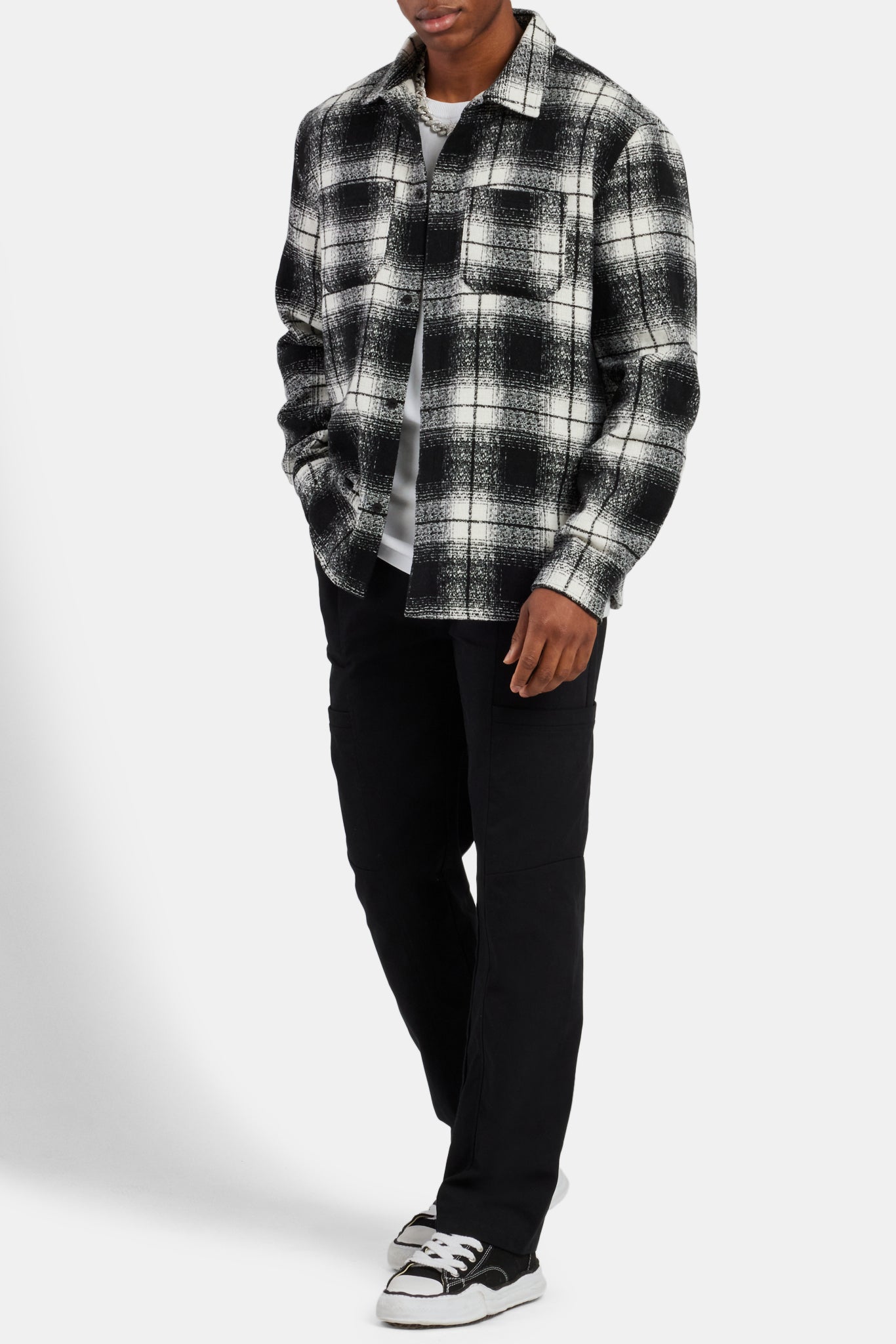 Boucle Check Overshirt - Black | Mens Shirts | Shop Printed Shirts