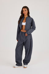 Check Barrel Leg Trouser - Navy