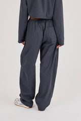 Check Barrel Leg Trouser - Navy