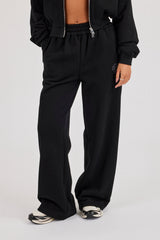Chain Stitch Wide Leg Jogger - Black