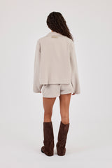 Crinkle Check Nylon Jacket & Short - Stone