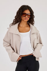 Crinkle Check Nylon Jacket - Stone