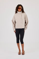 Crinkle Check Nylon Jacket - Stone