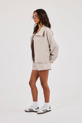 Crinkle Check Nylon Trench Jacket & Short - Stone