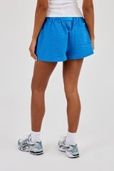Crinkle Check Short - Blue