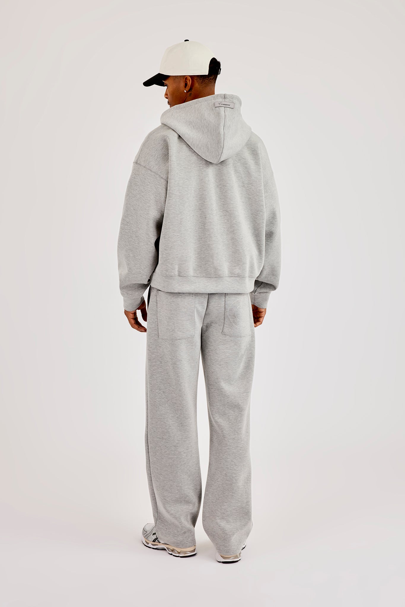 Scuba Zip Through Boxy Hoodie & Relaxed Trouser - Grey