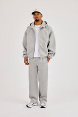 Zip Hooded Panelled Scuba Jacket & Relaxed Scuba Trouser - Grey