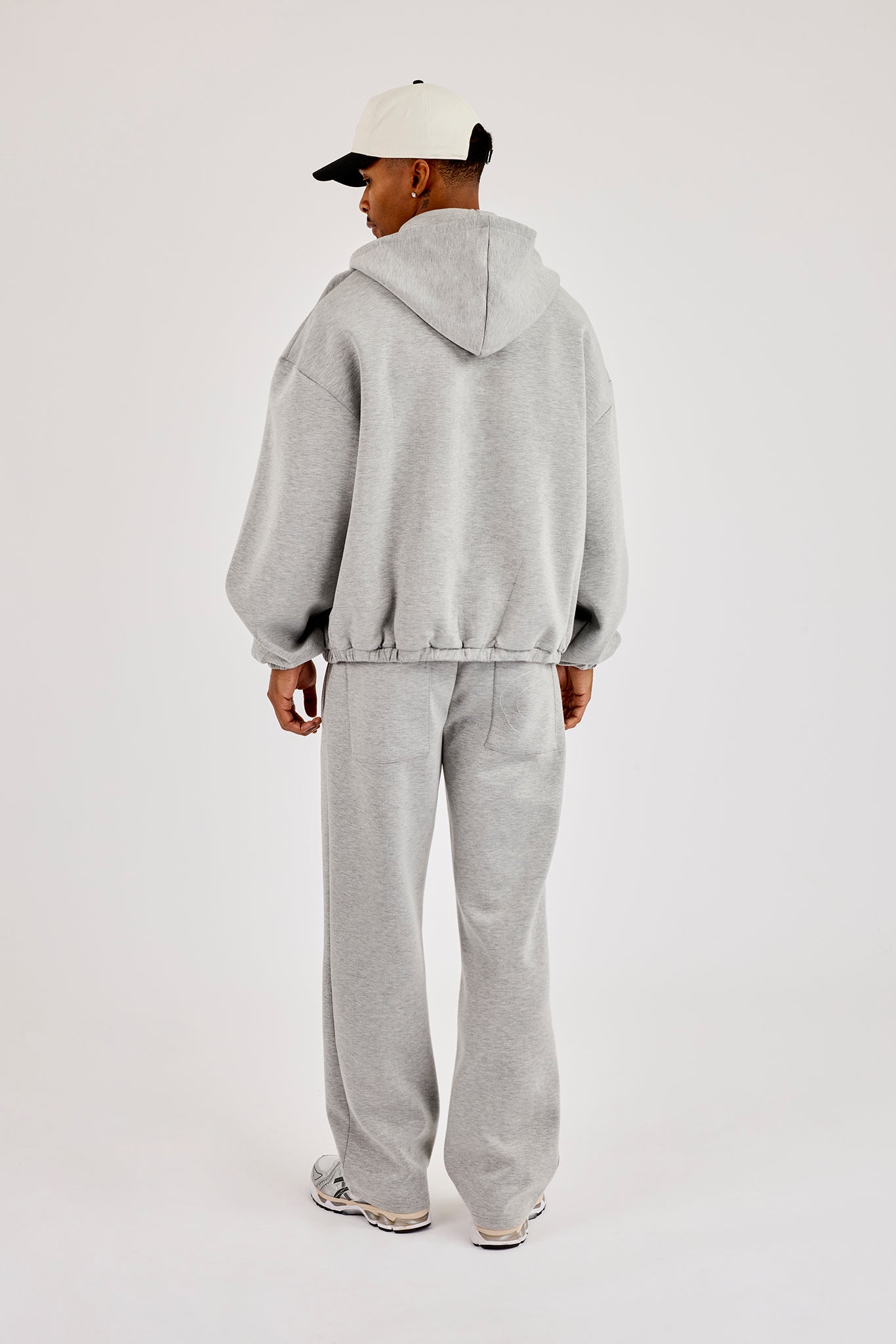 Zip Hooded Panelled Scuba Jacket & Relaxed Scuba Trouser - Grey