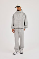 Zip Hooded Panelled Scuba Jacket & Relaxed Scuba Trouser - Grey