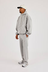 Zip Hooded Panelled Scuba Jacket & Relaxed Scuba Trouser - Grey