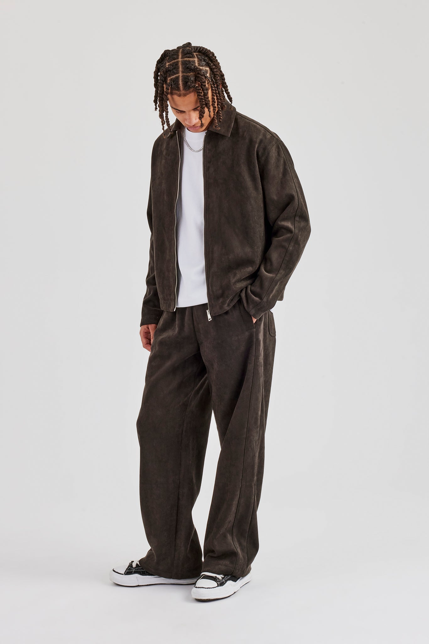 Suede Relaxed Jogger - Charcoal