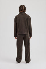 Suede Collared Jacket & Straight Leg Trouser - Charcoal