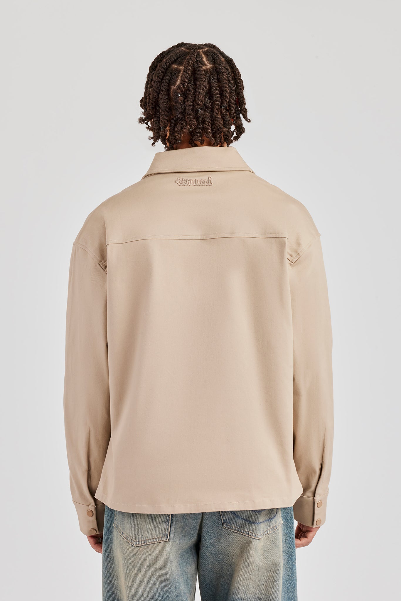 Utility Zip Through Overshirt - Beige