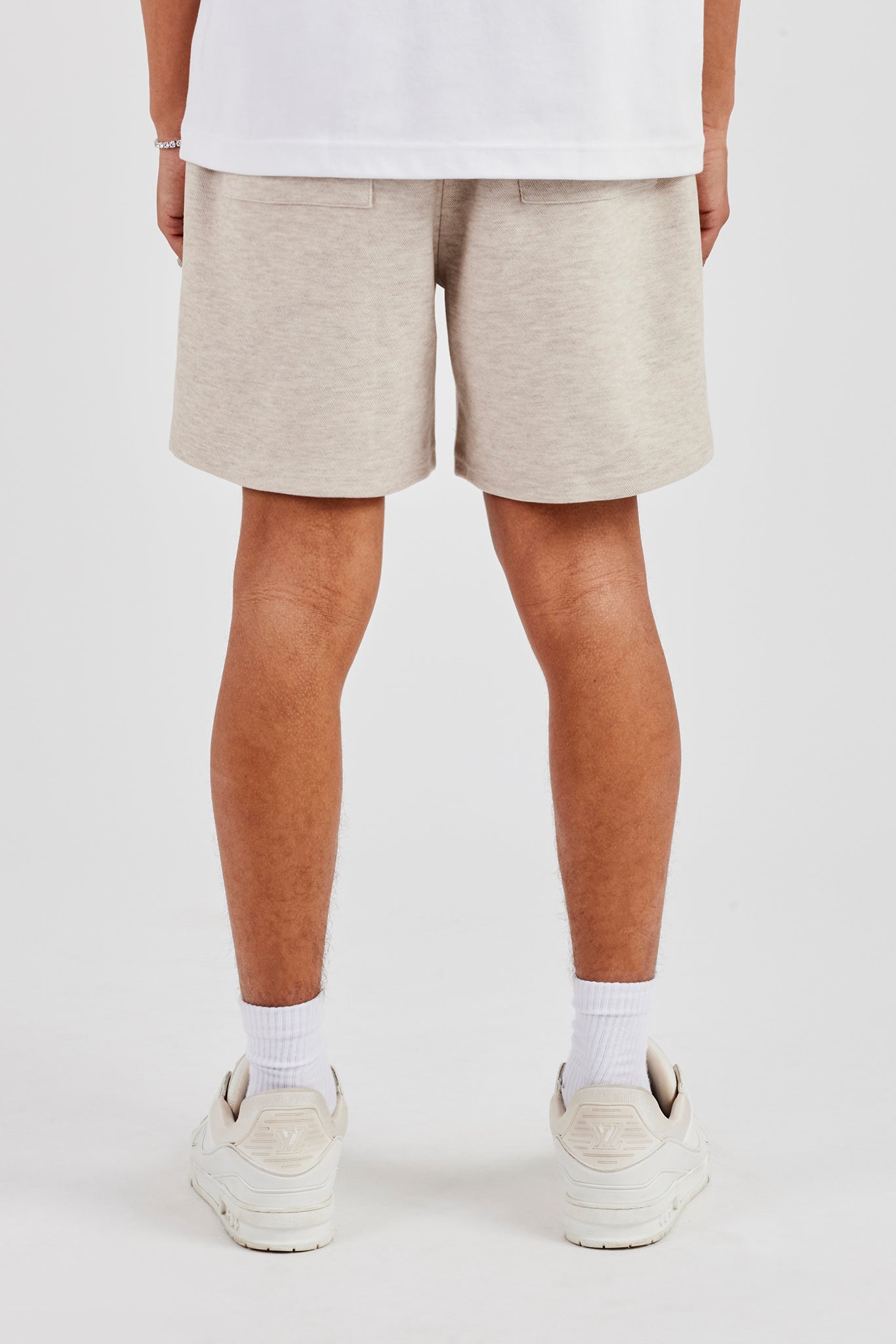 Strukturierte, legere Shorts – Stein