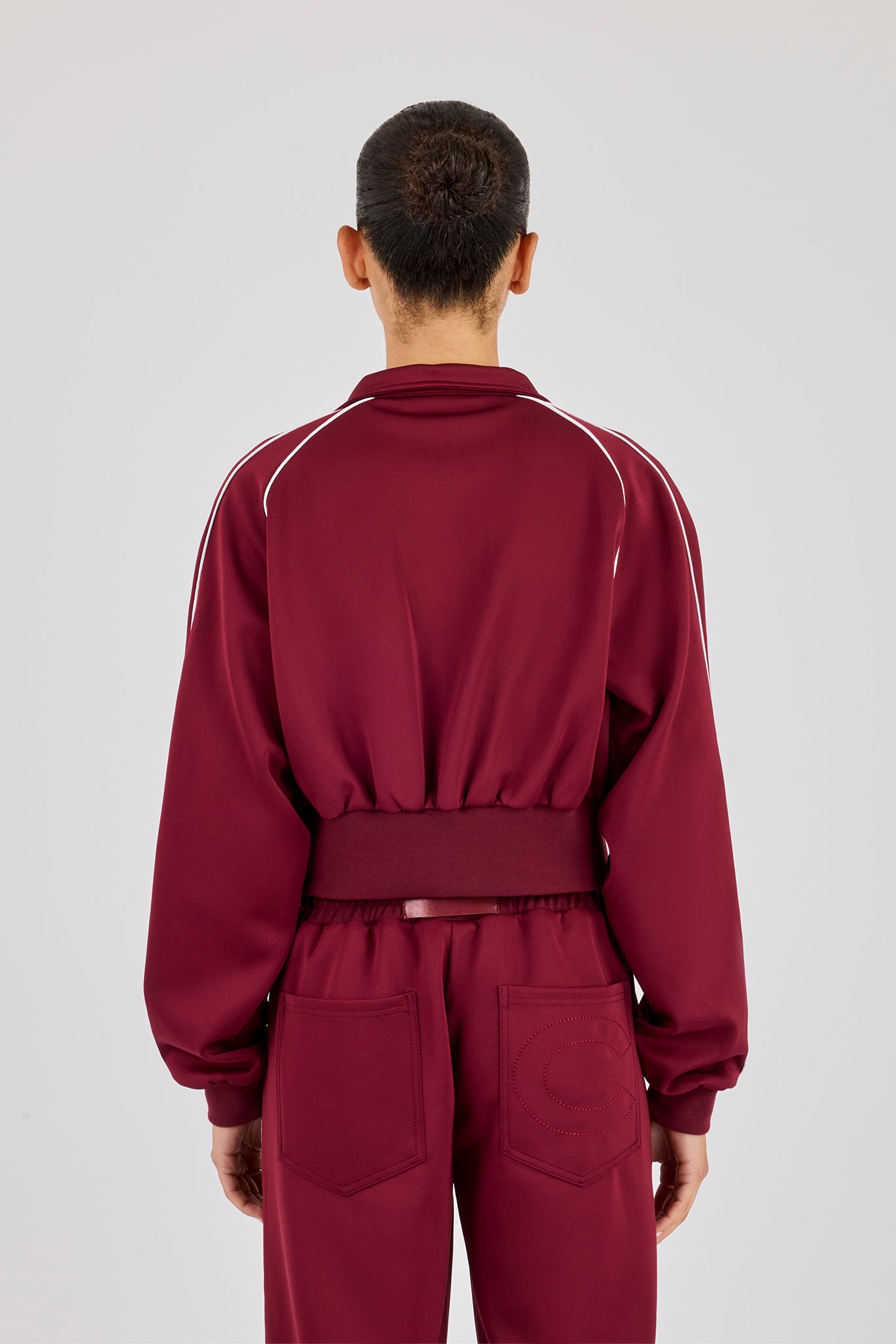Poly Piping Track Jacket - Burgundy