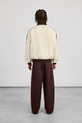 Men’s Contrast Detail Track Top & Baggy Track Pant – Off White / Chocolate