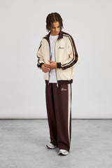 Men’s Contrast Detail Track Top & Baggy Track Pant – Off White / Chocolate
