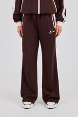 Pink Rib Contrast Track Pant - Chocolate