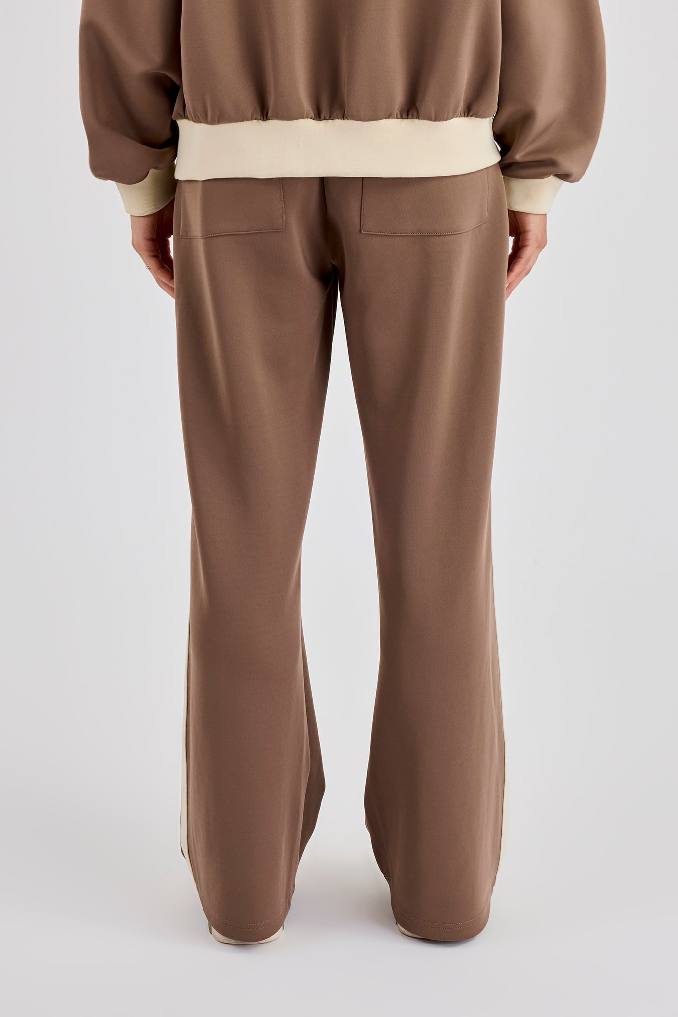 Off White Rib Contrast Track Pant - Taupe