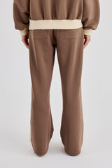 Off White Rib Contrast Track Pant - Taupe
