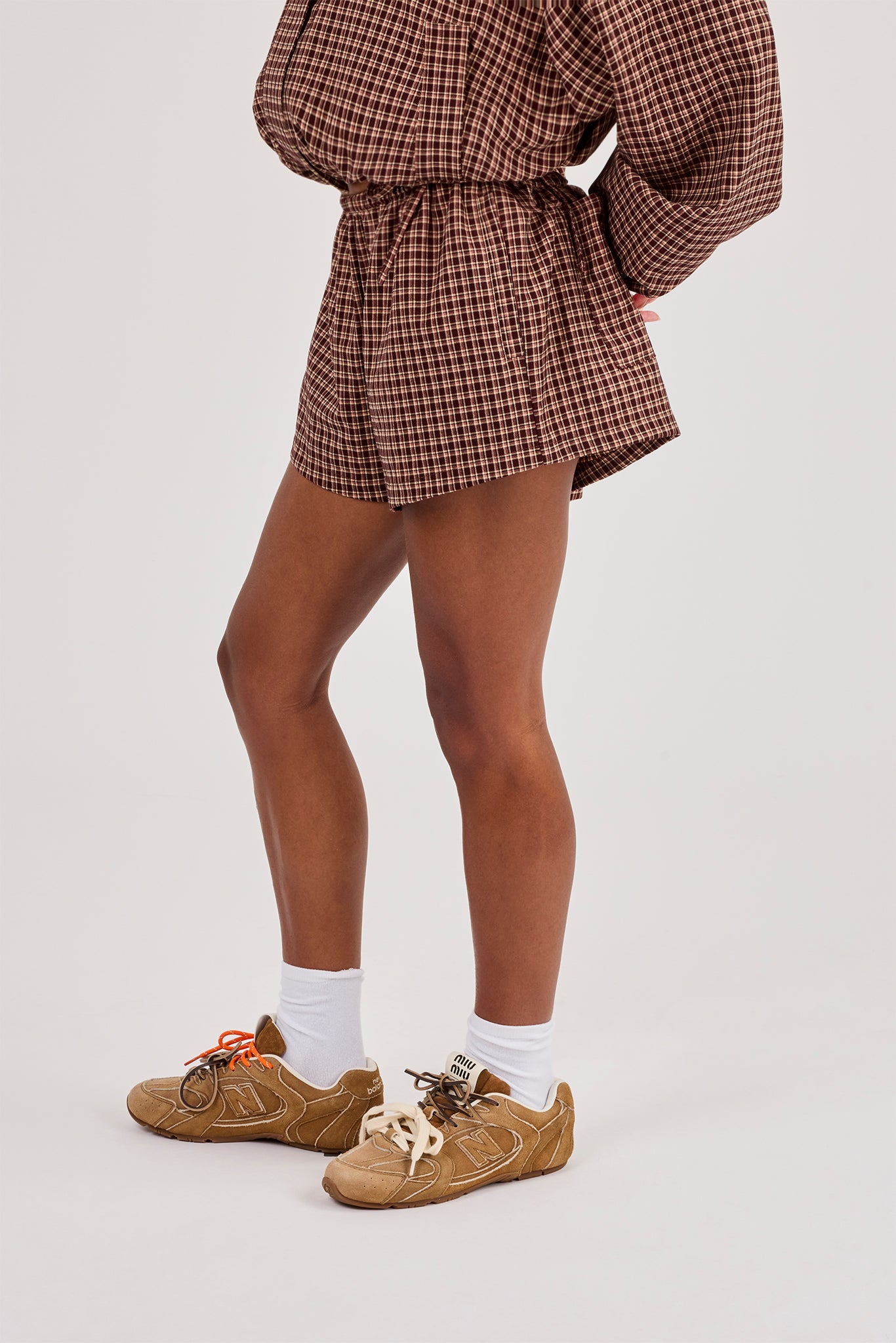 Check Twill Short - Burgundy