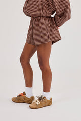 Check Twill Short - Burgundy